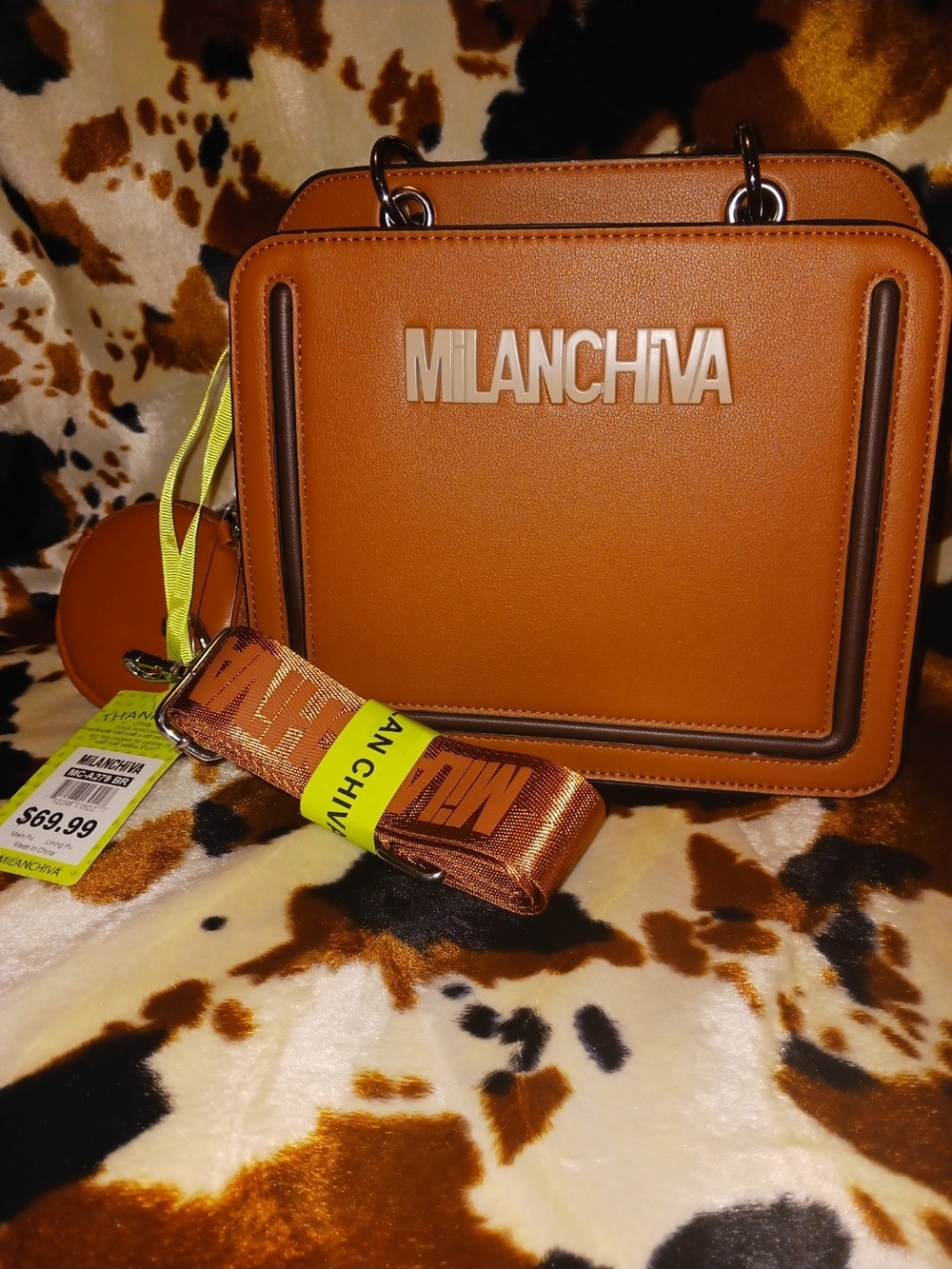 MILANCHIVA Tan Structured Crossbody Bag